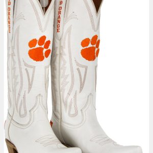 Gameday Boots Women's Clemson Tigers Ivory Tall Leather 14"Western Boots