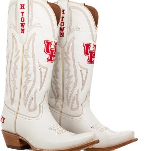 Gameday Boots Women's Houston Cougars Ivory Tall Leather 14"Western Boots