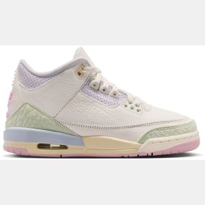Air Jordan Kids' Grade School 3 Retro 'Sail and Jade Aura' Basketball Shoes