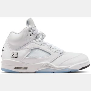 Air Jordan 5 Retro OG 'White and Metallic Silver' Basketball Shoes